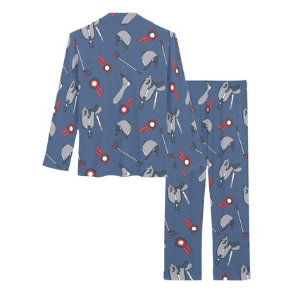 Equestrian Equipment Background Women's Long Pajama Set