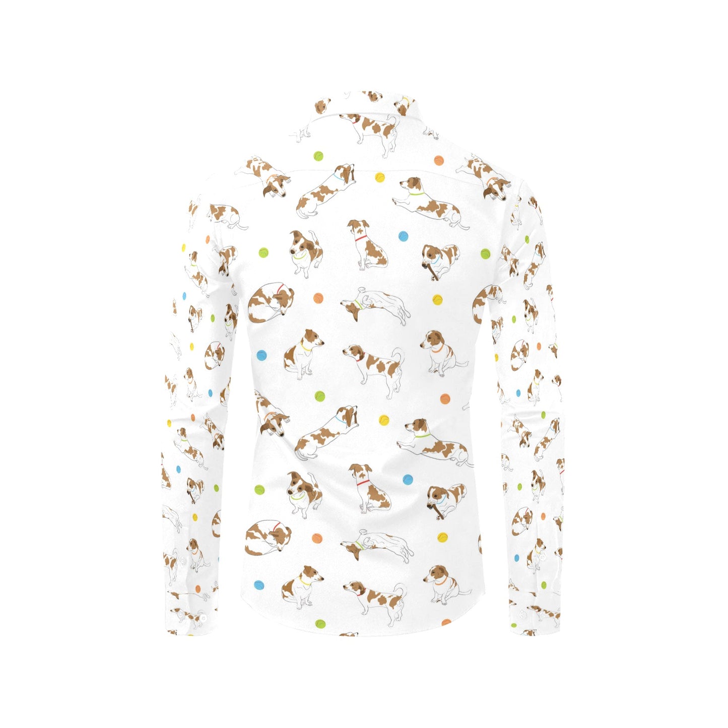 Russell Terriers With Balls Print Design LKS307 Men's Long Sleeve Dress Shirt