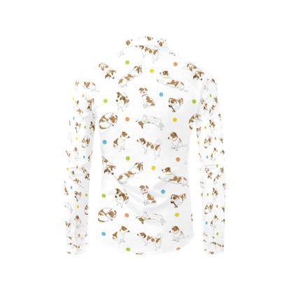 Russell Terriers With Balls Print Design LKS307 Men's Long Sleeve Dress Shirt