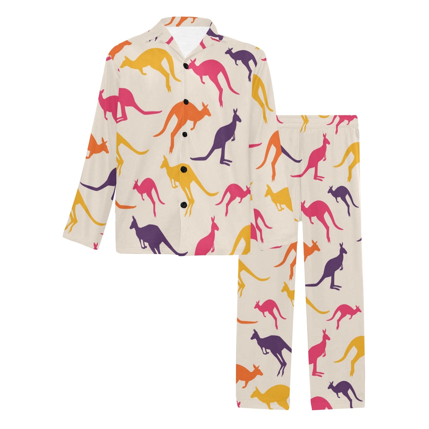 Kangaroos Pattern Print Design 01 Men's Long Pajama Set