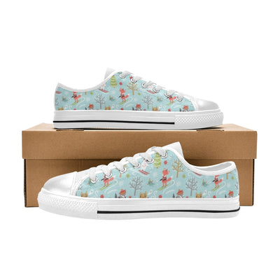 Ski Fox Cute Print Design LKS303 Women's White Low Top Shoes