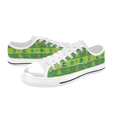 Shamrock Print Design LKS303 Women's White Low Top Shoes