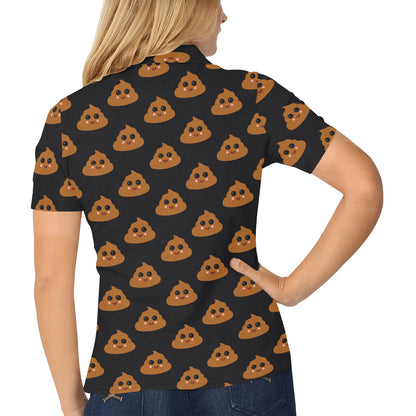 Poop Emoji Pattern Print Design A01 Women's Polo Shirt