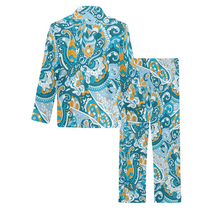 Funky Retro Pattern Print Design A03 Men's Long Pajama Set