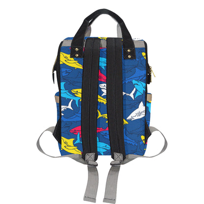 Shark Color Pattern Diaper Bag Backpack