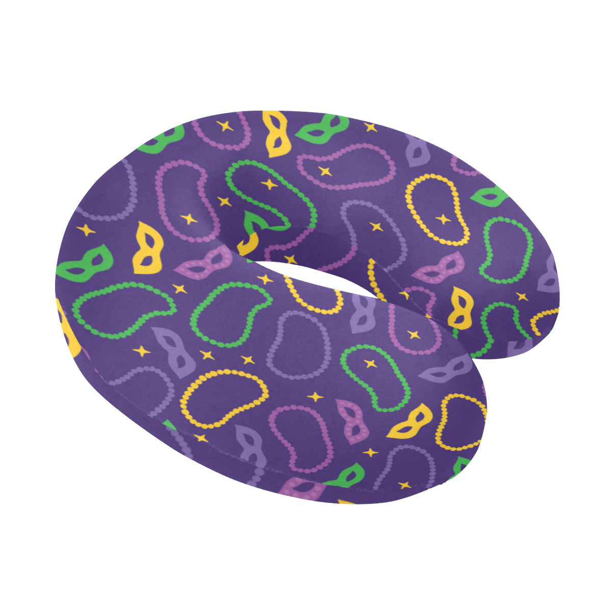 Mardi Gras Pattern Print Design 04 U-Shaped Travel Neck Pillow