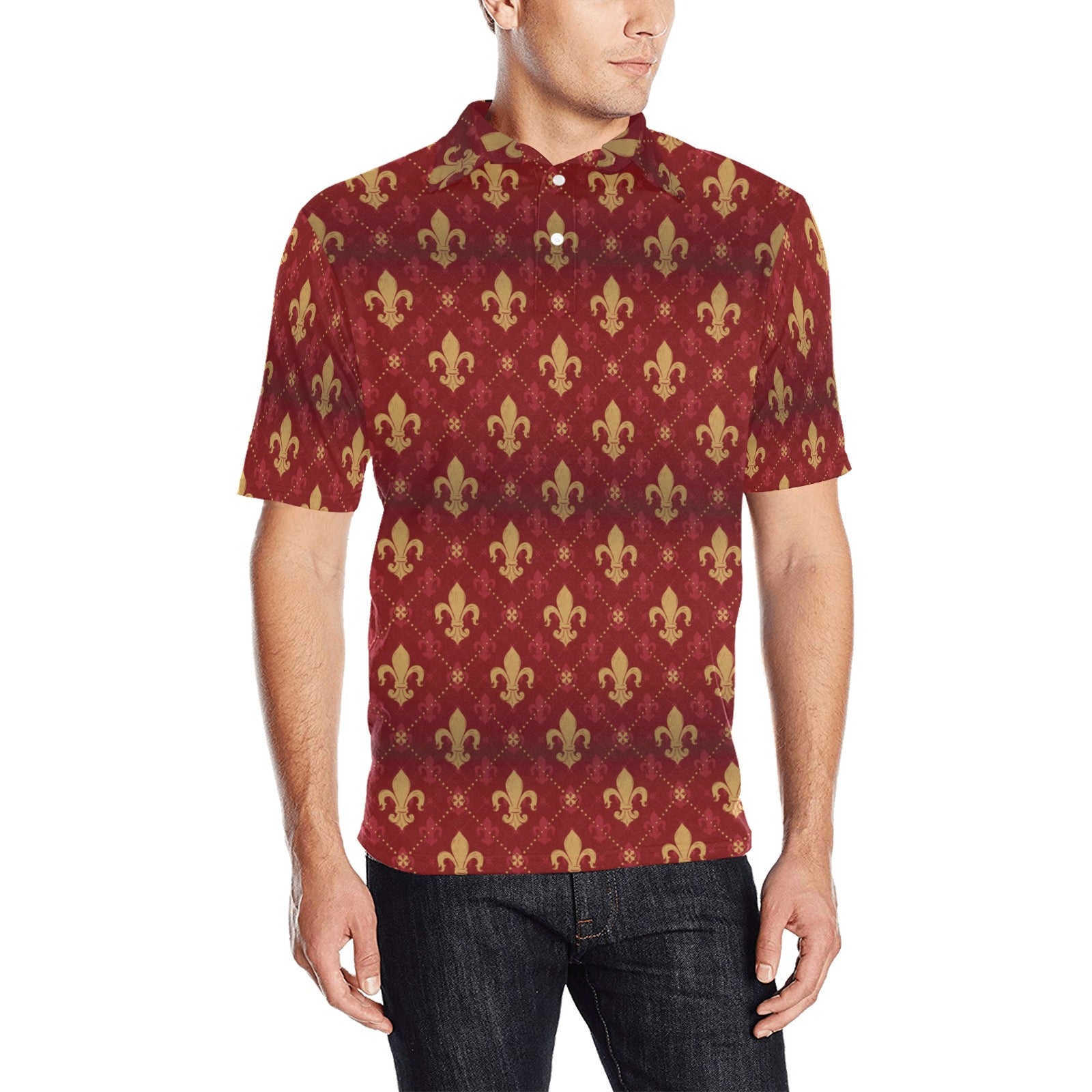 Fleur De Lis Print Design LKS401 Men Polo Shirt