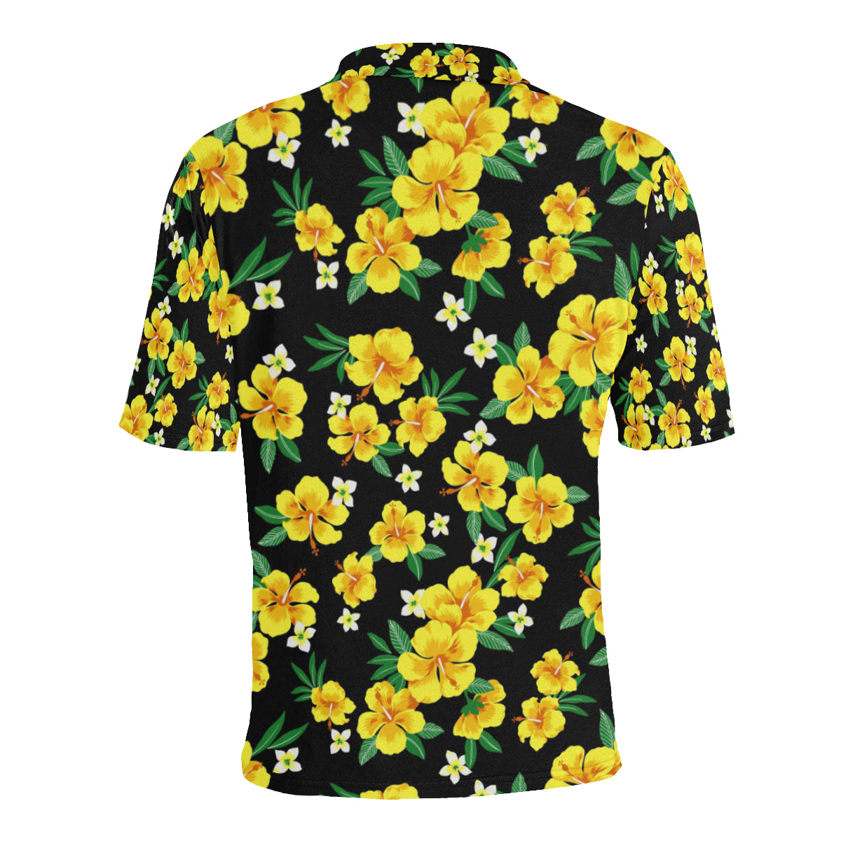 Yellow Hibiscus Pattern Print Design HB08 Men Polo Shirt