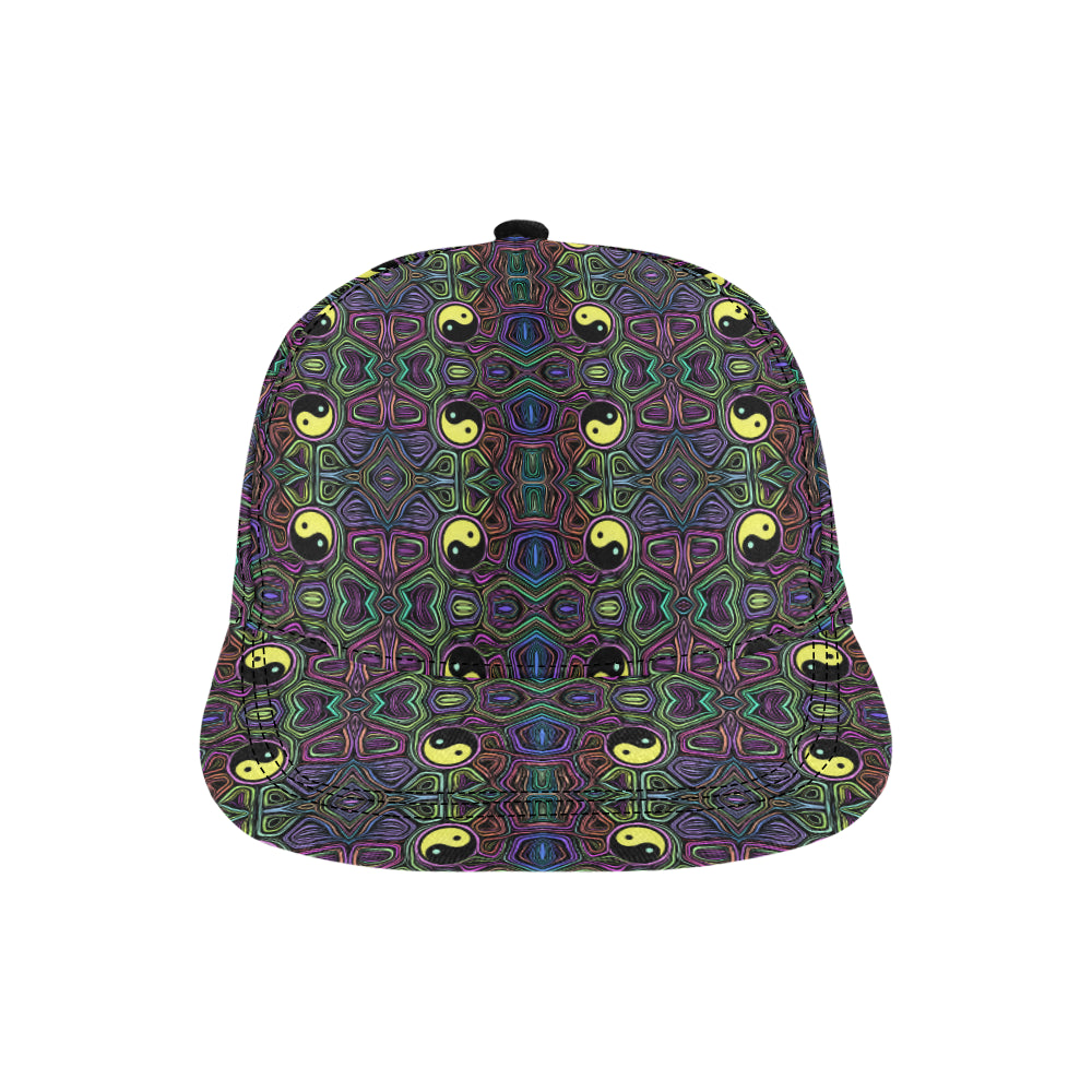 Yin Yang Neon Color Design Print Snapback Cap