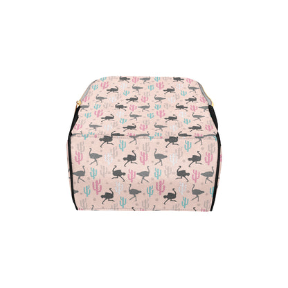 Ostrich Pattern Print Design 03 Diaper Bag Backpack