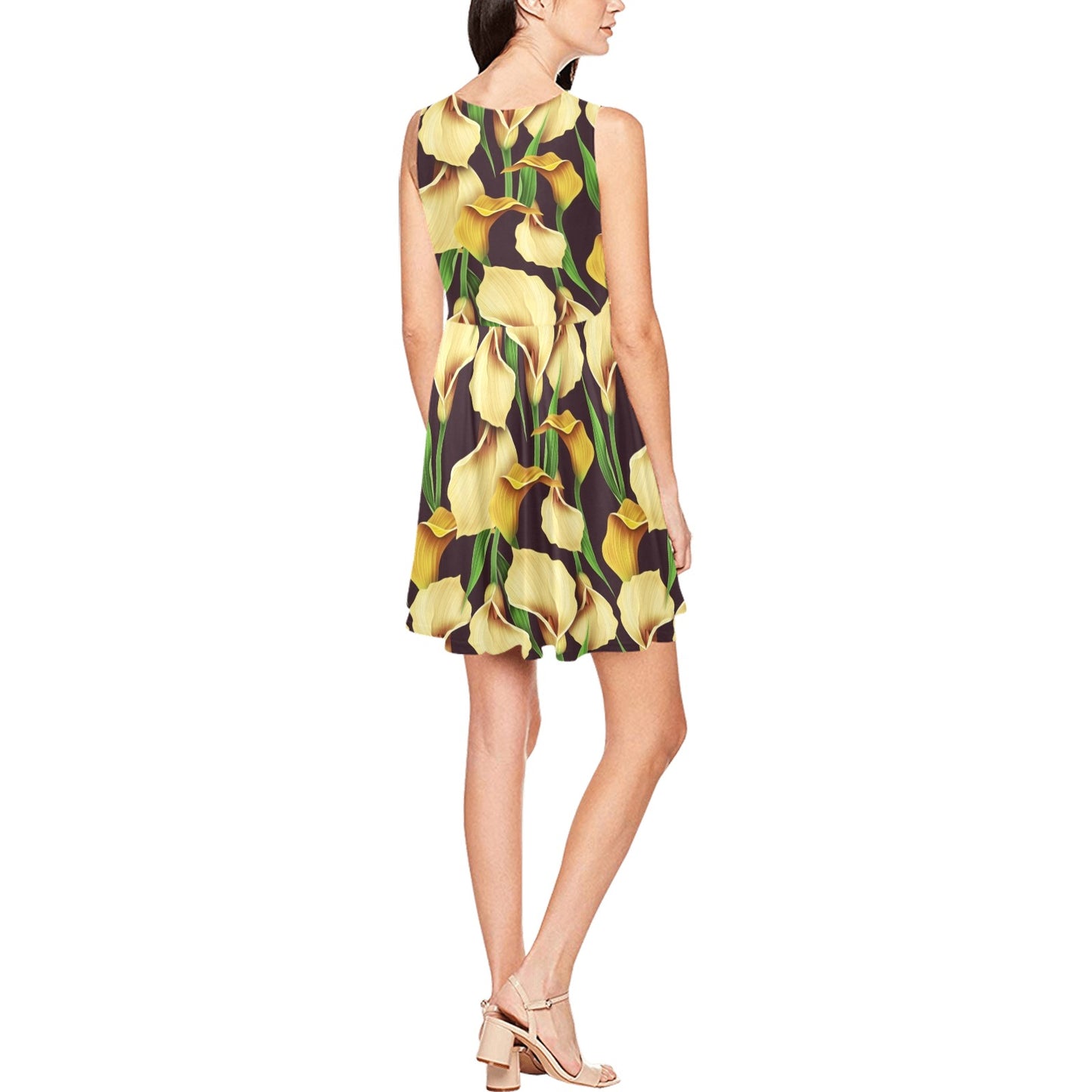 Lily Pattern Print Design LY013 Sleeveless Dress