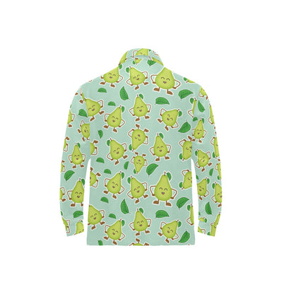 Avocado Pattern Print Design AC011 Long Sleeve Polo Shirt For Men's