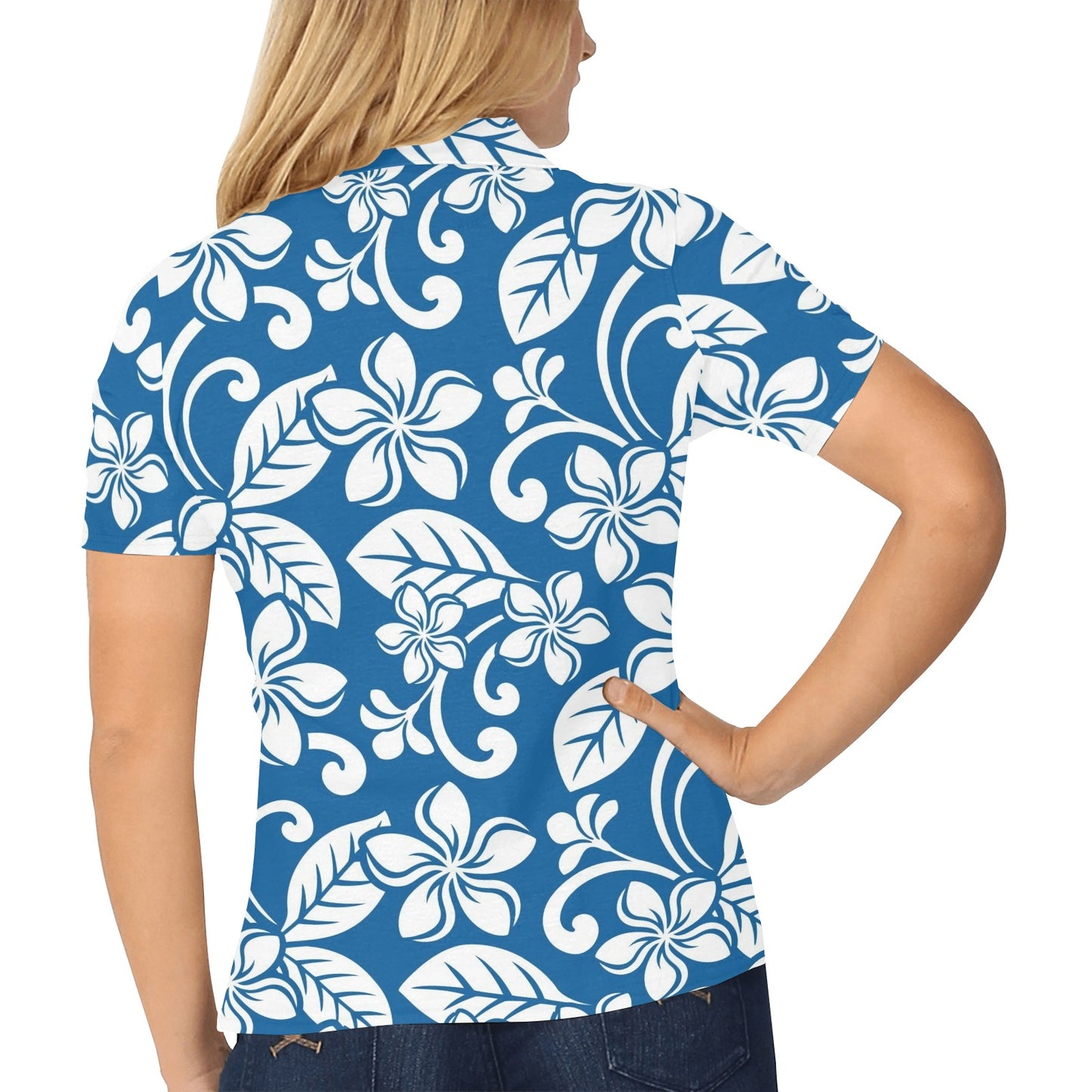 Plumeria Pattern Print Design PM013 Women's Polo Shirt