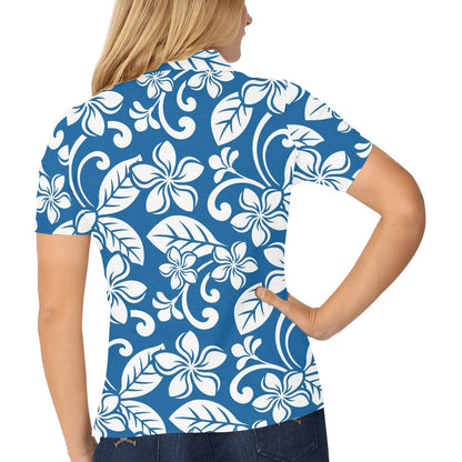 Plumeria Pattern Print Design PM013 Women's Polo Shirt