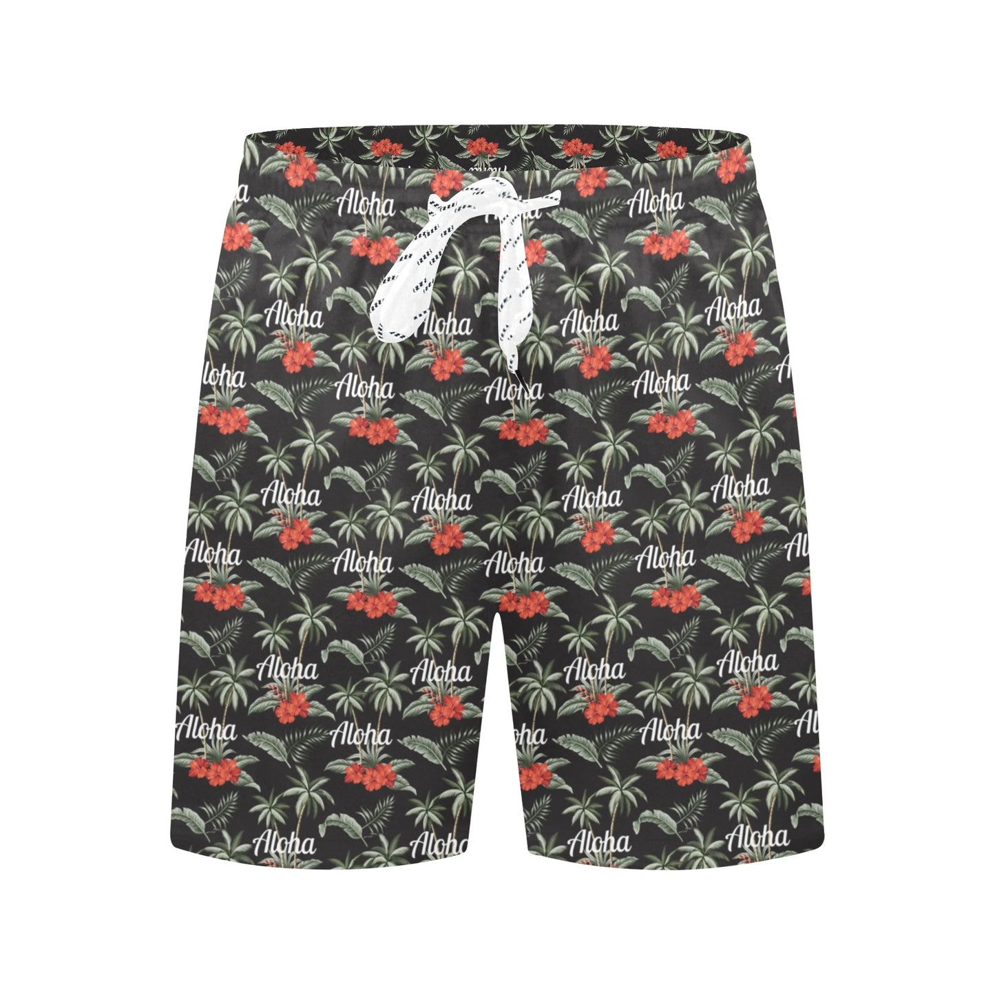 Aloha Palm Tree Design Themed Print Men's Swim Trunks Beach Shorts