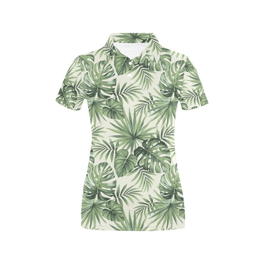Palm Leaf Pattern Print Design A02 Women's Polo Shirt
