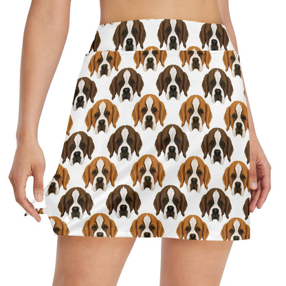 St Bernards Print Design LKS301 17" Golf & Pickleball Skort with Pockets