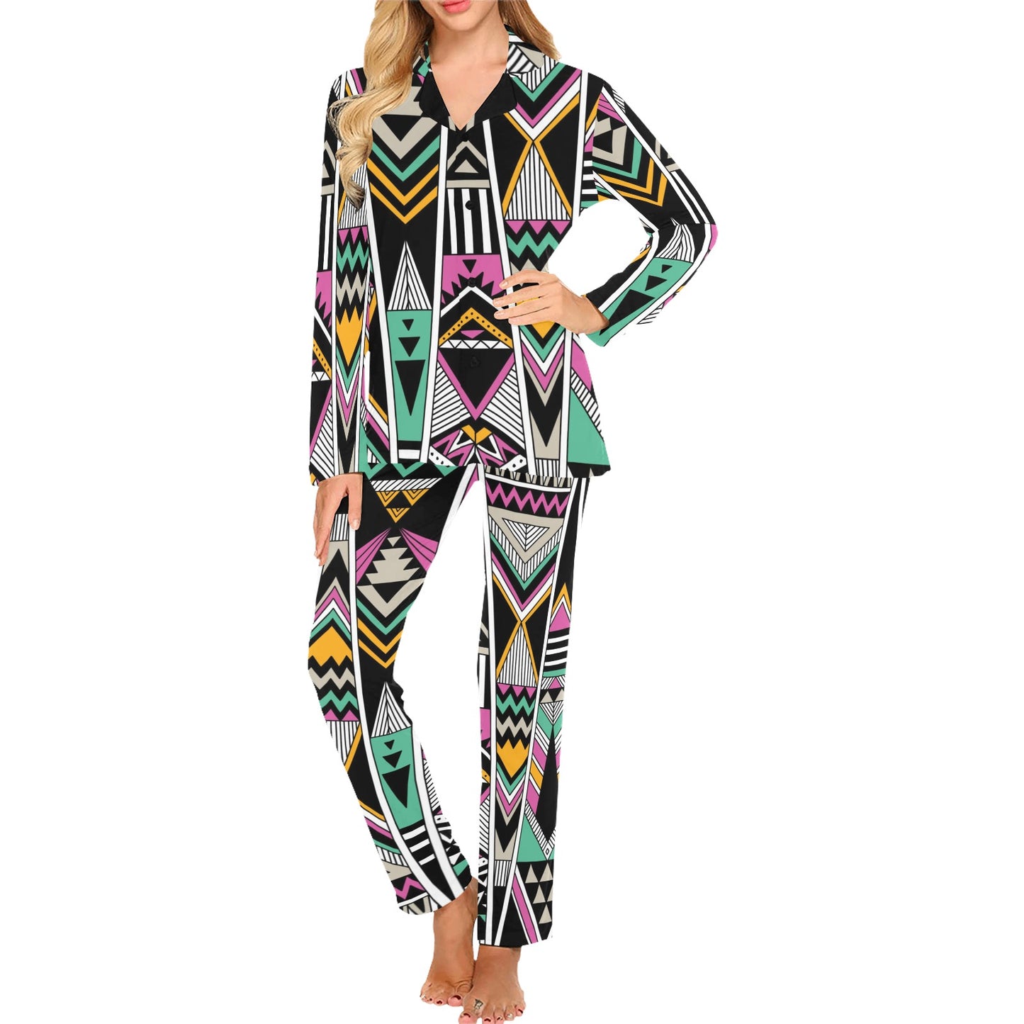 Tribal Aztec Triangle Women's Long Pajama Set