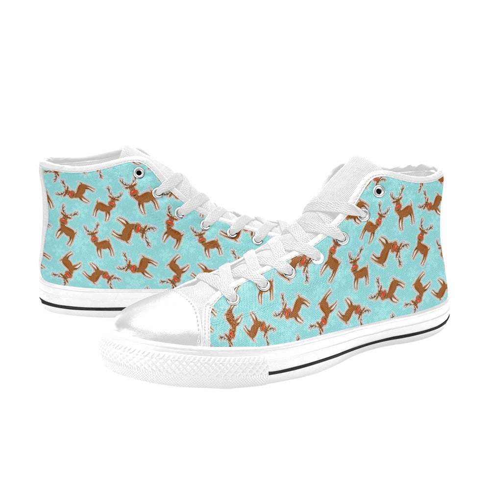 Reindeer Print Design LKS403 Men's High Top Canvas Shoes