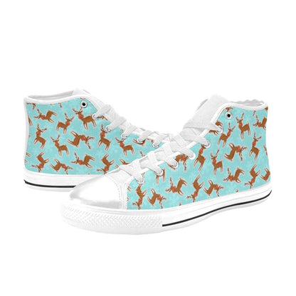 Reindeer Print Design LKS403 Men's High Top Canvas Shoes