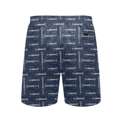 Ukulele Print Design LKS401 Men's Swim Trunks Beach Shorts