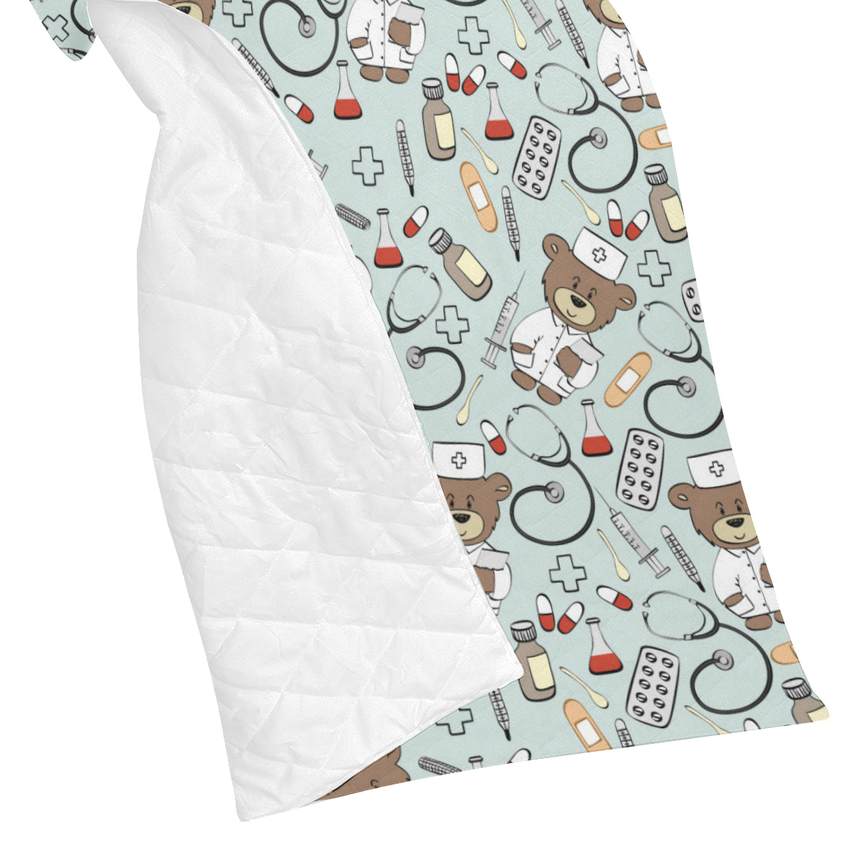 Nurse Bear Pattern Print Design A01 Premium Quilt