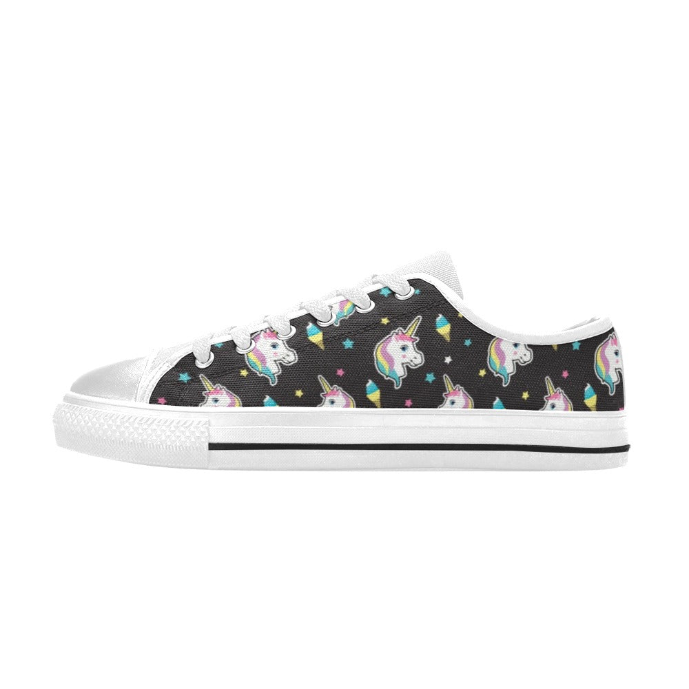 Unicorn Print Design LKS302 Women's White Low Top Shoes