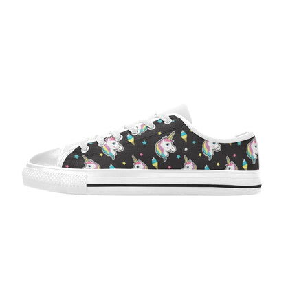 Unicorn Print Design LKS302 Women's White Low Top Shoes
