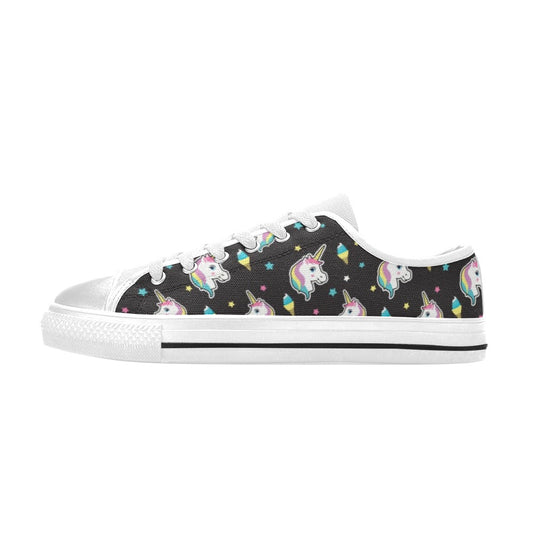 Unicorn Print Design LKS302 Women's White Low Top Shoes