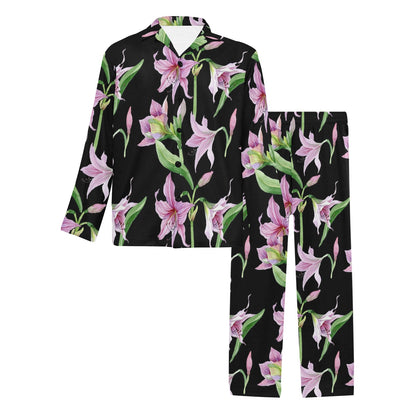 Amaryllis Pattern Print Design AL08 Men's Long Pajama Set