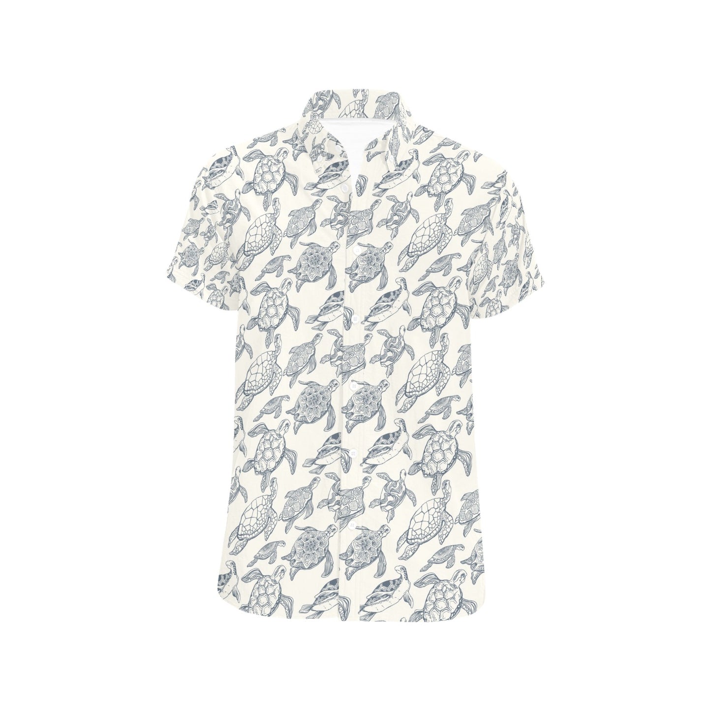 Sea Turtle Print Design LKS304 Men Short Sleeve Button Up Shirt