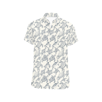 Sea Turtle Print Design LKS304 Men Short Sleeve Button Up Shirt