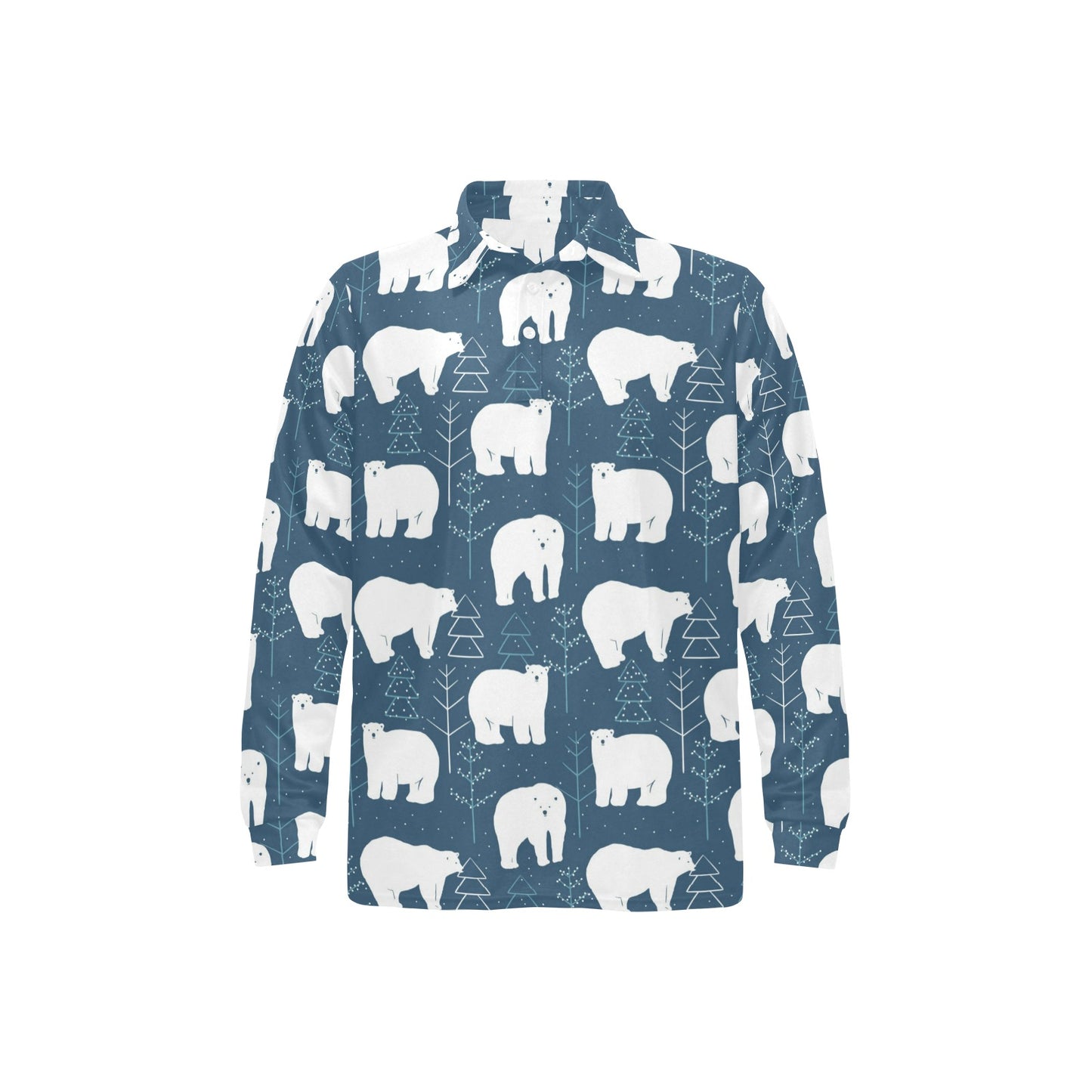 Polar Bear Pattern Print Design A01 Long Sleeve Polo Shirt For Men's