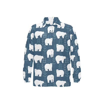 Polar Bear Pattern Print Design A01 Long Sleeve Polo Shirt For Men's