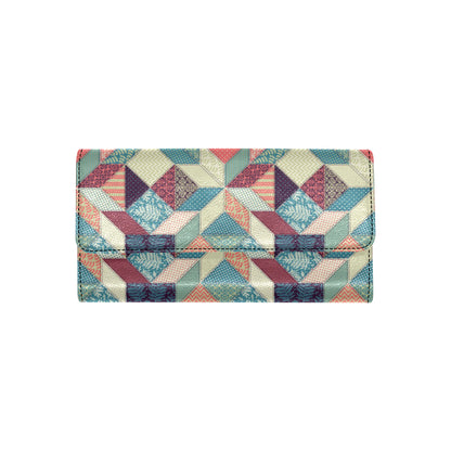 Patchwork Pattern Print Design 02 Women's Trifold Wallet