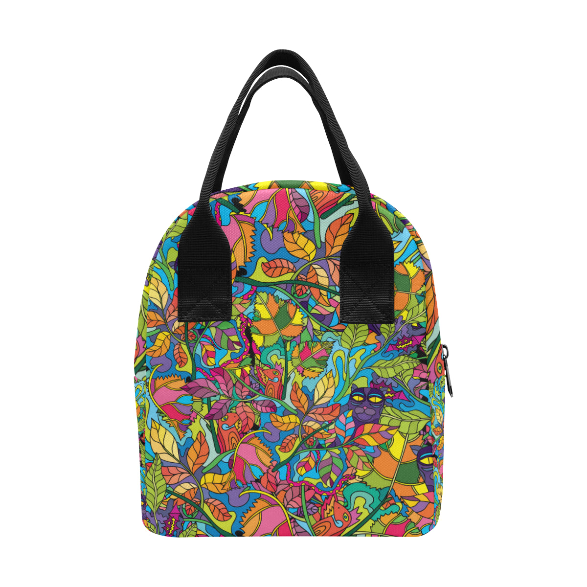 Psychedelic Trippy Flower Print Insulated Lunch Bag