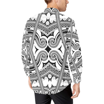 Samoan Pattern Print Design LKS302 Men's Long Sleeve Dress Shirt