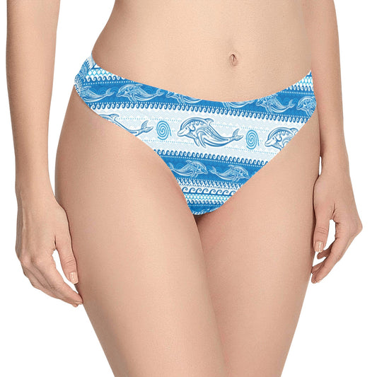 Dolphin Tribal Print Pattern Women's Thongs
