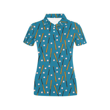 Baseball Pattern Print Design 01 Women's Polo Shirt
