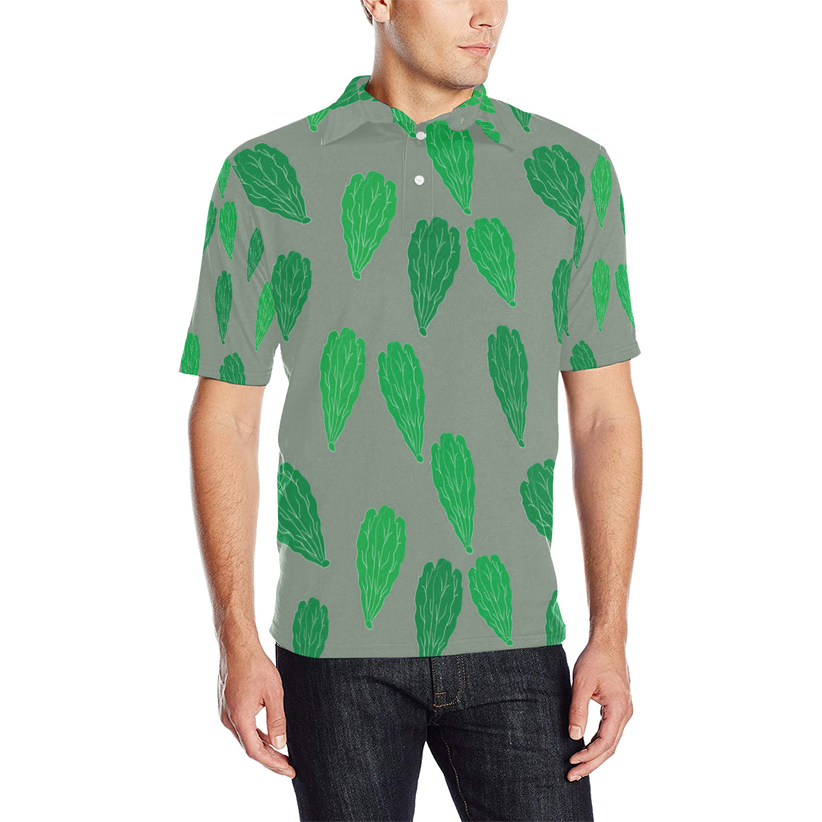 Lettuce Pattern Print Design 02 Men Polo Shirt