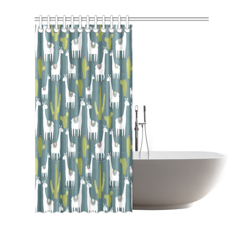 Llama Cactus Pattern Print Design 03 Shower Curtain