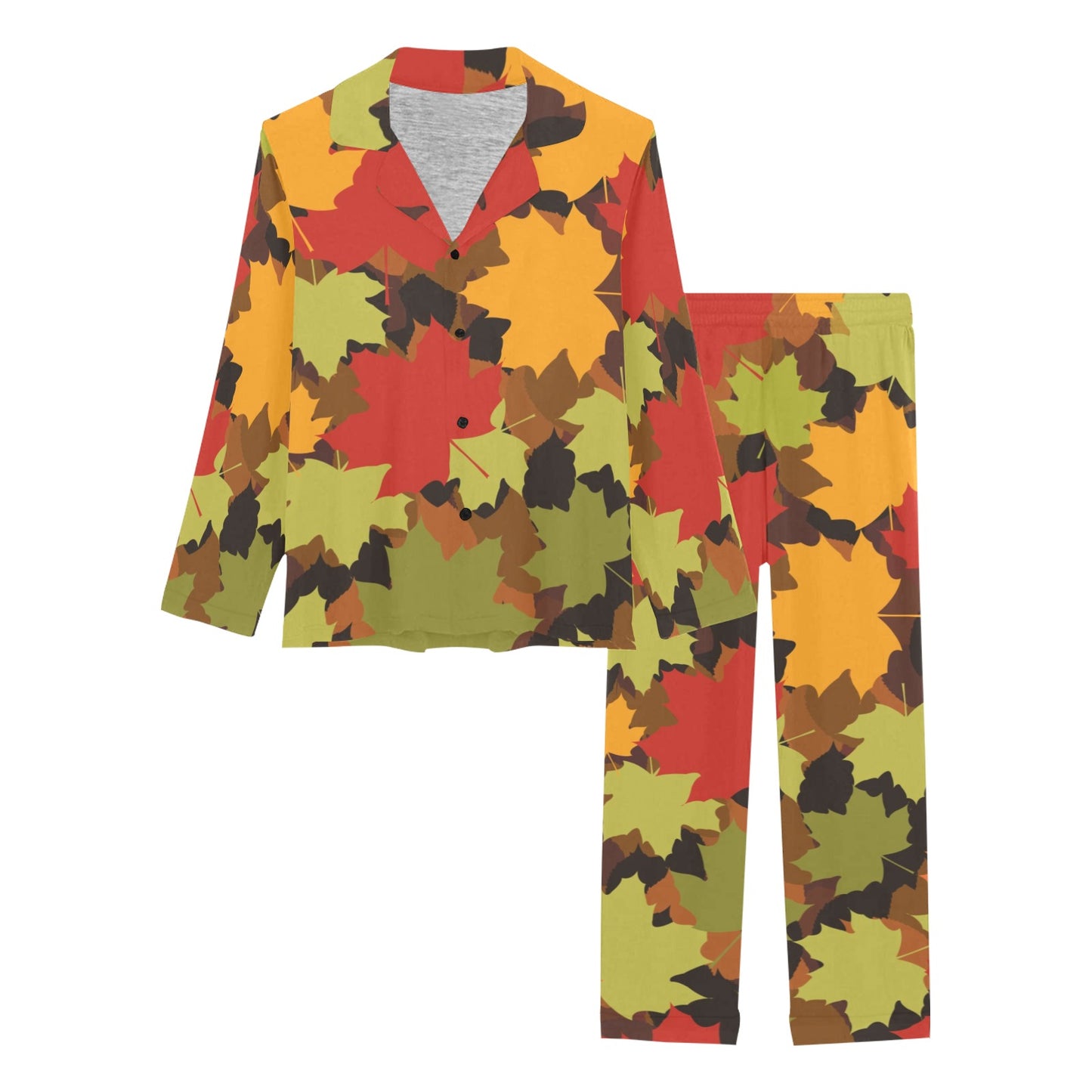 Maple Leaf Pattern Print Design 05 Women's Long Pajama Set