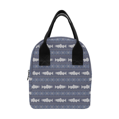Salmon Fish Knit Style Print Design LKS304 Insulated Lunch Bag