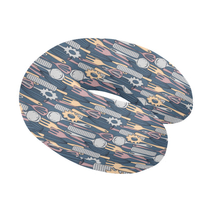 Cooking Kitchen Tools Pattern Print Design 05 U-Shaped Travel Neck Pillow