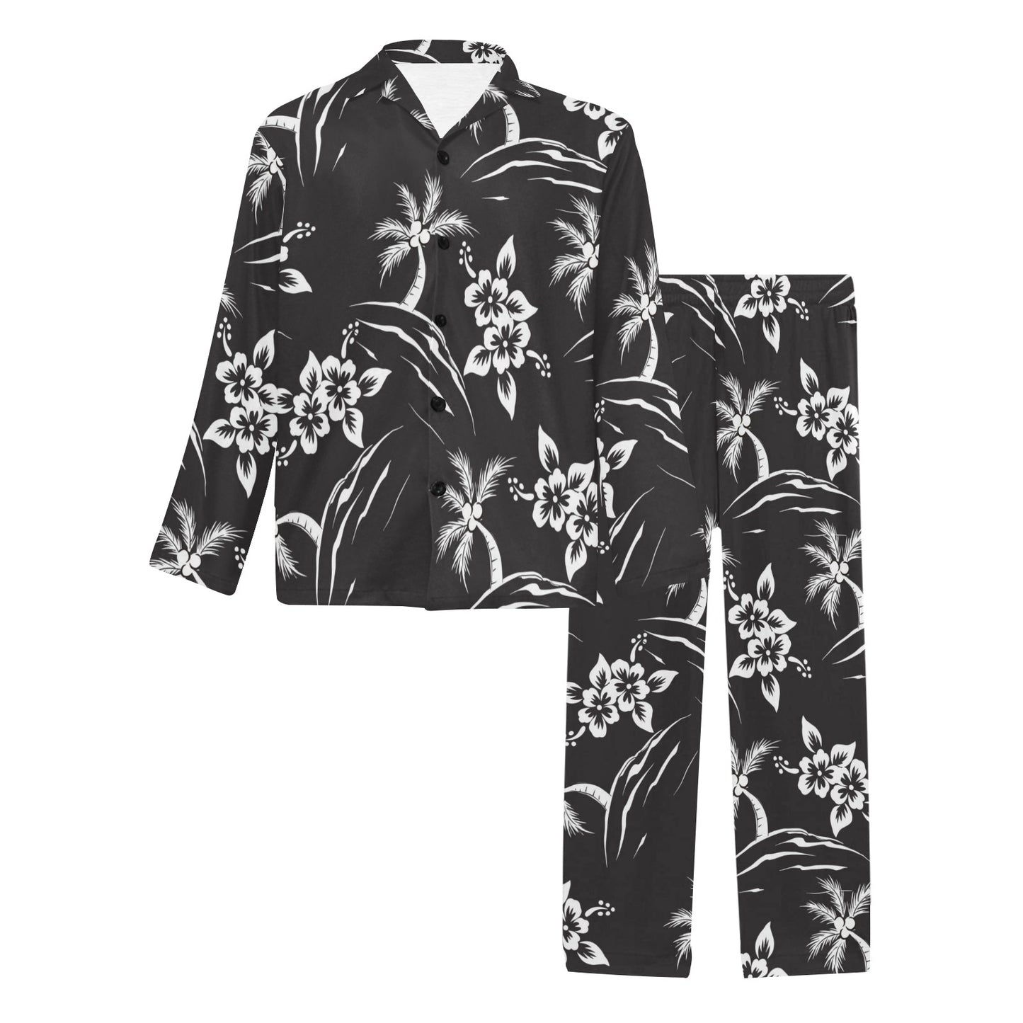 Palm Tree Pattern Print Design PT02 Men's Long Pajama Set