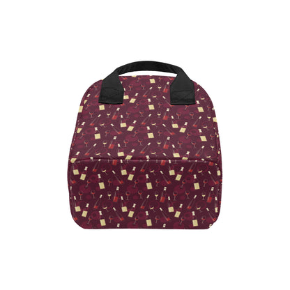 Wine Themed Pattern Print Insulated Lunch Bag