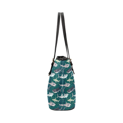 Shark Style Print Leather Tote Bag