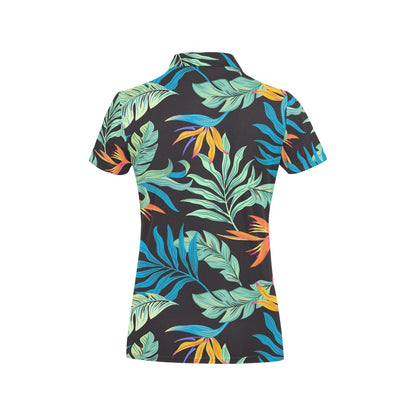 Tropical Palm Leaves Hawaiian Flower Women's Polo Shirt