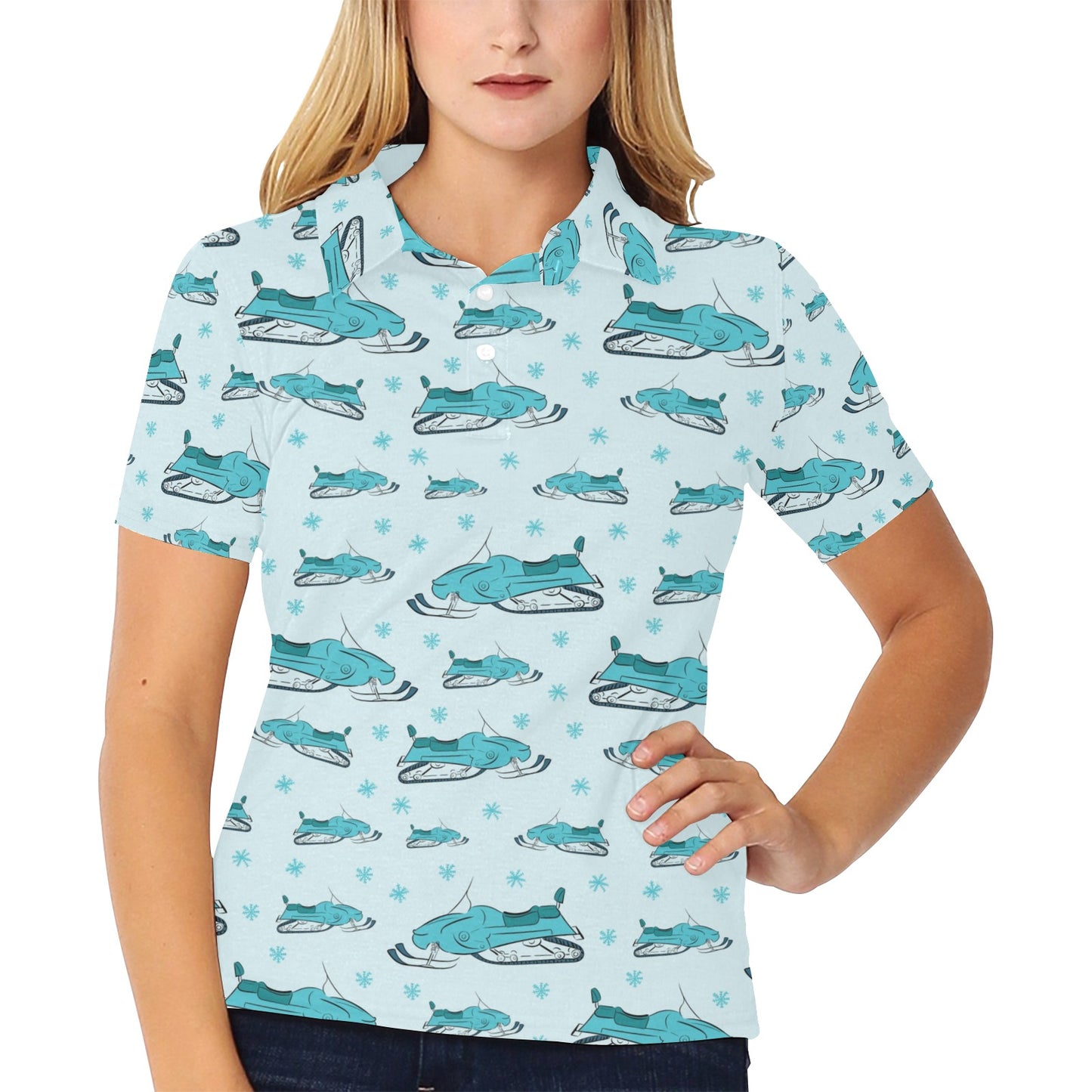 Snowmobile Print Design LKS301 Women's Polo Shirt
