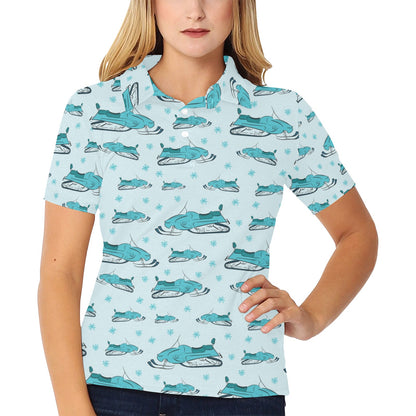 Snowmobile Print Design LKS301 Women's Polo Shirt